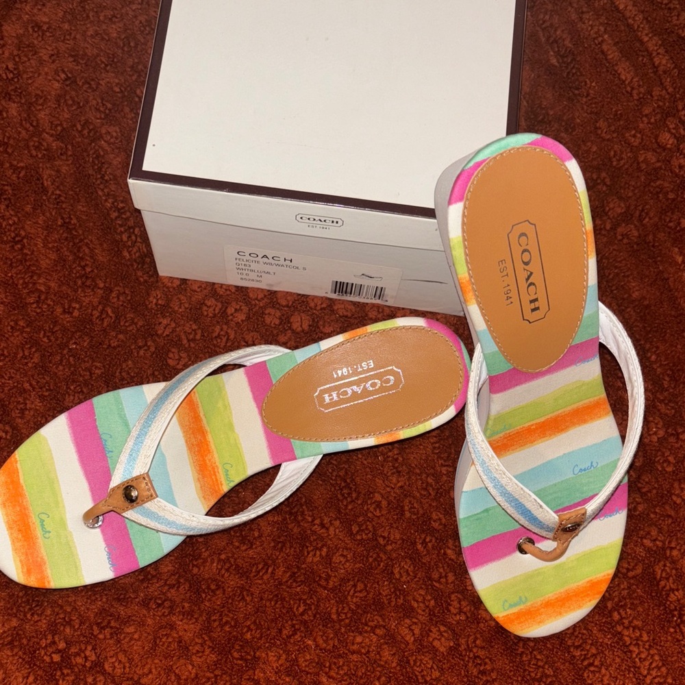 Coach Women's Colorful Striped Sandals